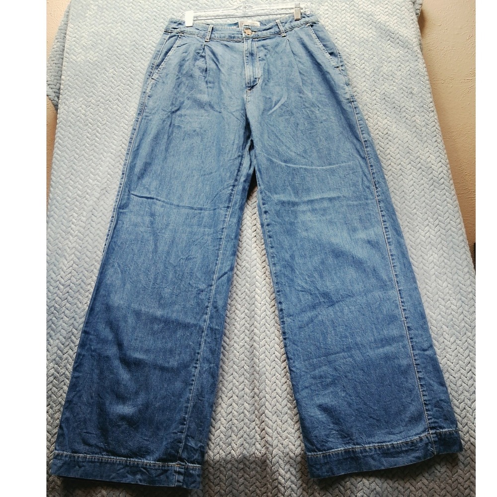 Old Navy Extra High-Rise Super Wide Leg Jeans Medium Wash Tall 8 Drapey Trouser